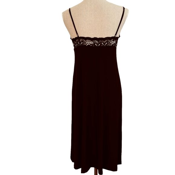 Lace  Embroidered Black Midi Slip Dress Size Small - Picture 3 of 11